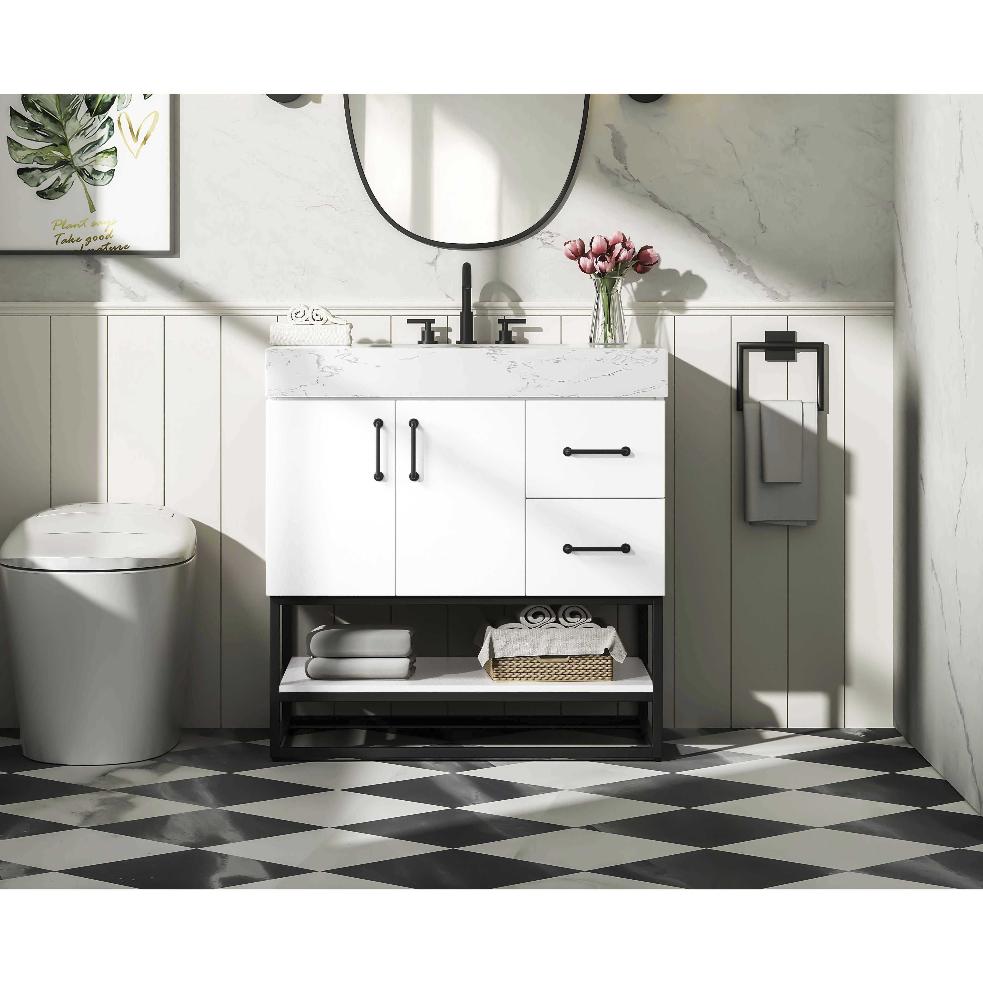 Caroline 32 X 34 inch White Bathroom Vanity Cabinet