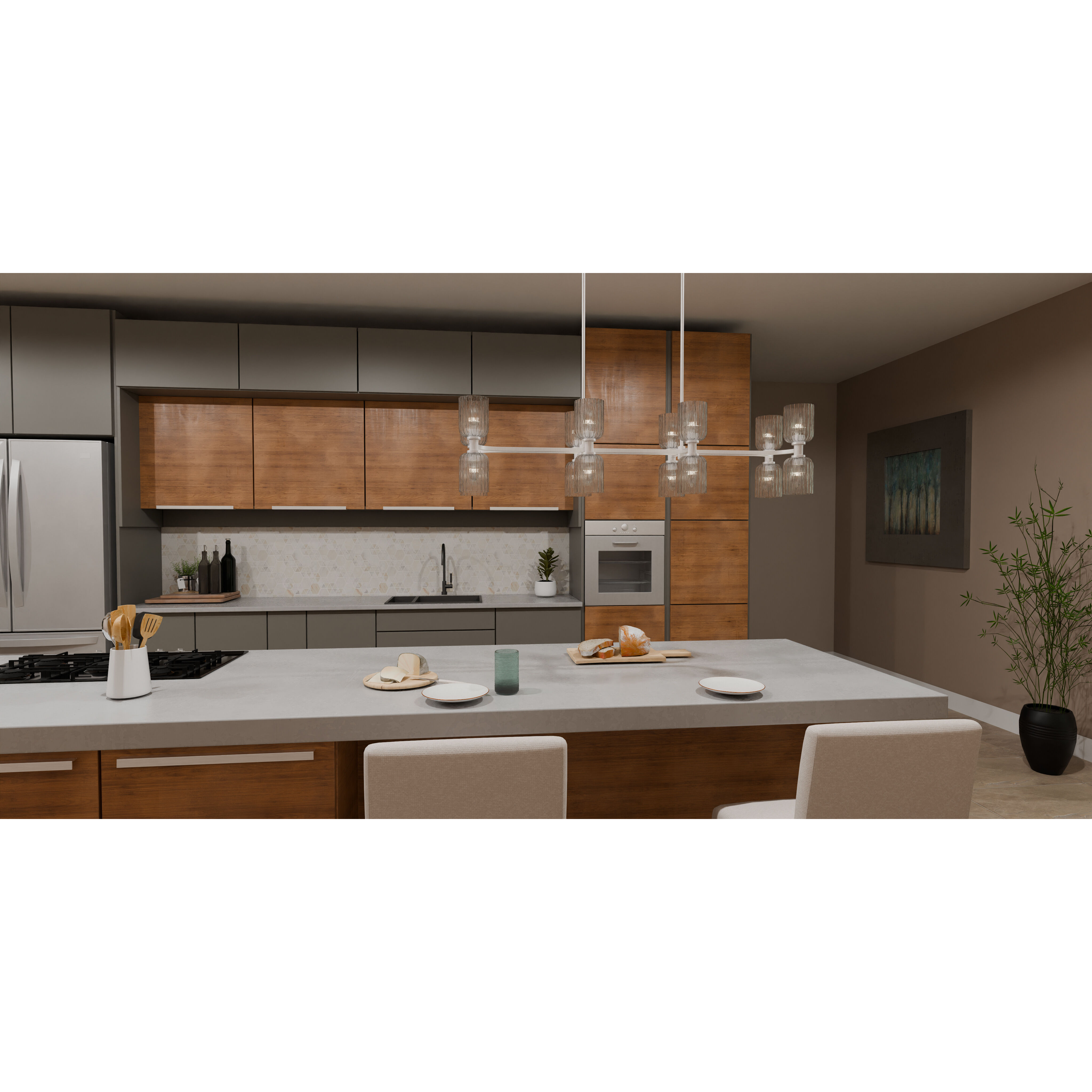 Ramada 16 Light 46 inch Brushed Nickel Island Light Ceiling Light, Large
