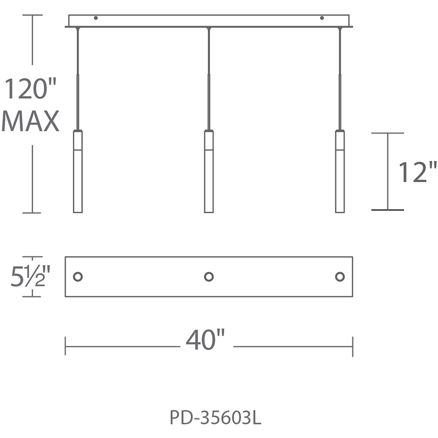 Magic LED 5.5 inch Black Multi-Light Pendant Ceiling Light in 3, Linear
