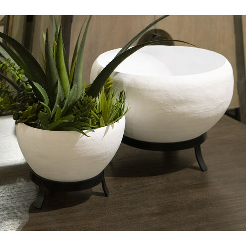 Teris Plaster White with Aged Black Indoor Planter, Set of 2