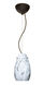 Pera 1 Light Bronze Pendant Ceiling Light in Marble Grigio Glass, Incandescent