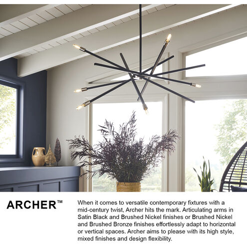 Archer LED 43 inch Brushed Nickel with Brushed Bronze Indoor Chandelier Ceiling Light
