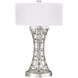 Allegretto 32 inch Silver Leaf Table Lamp Portable Light in White Fabric