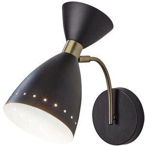 Oscar 6.25 inch Black with Antique Brass Accents Wall Light