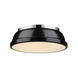 Duncan 2 Light 14 inch Chrome Flush Mount Ceiling Light in Black, Damp