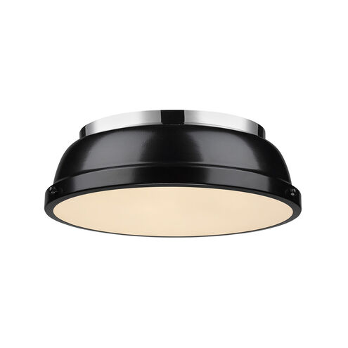 Duncan 2 Light 14 inch Chrome Flush Mount Ceiling Light in Black, Damp