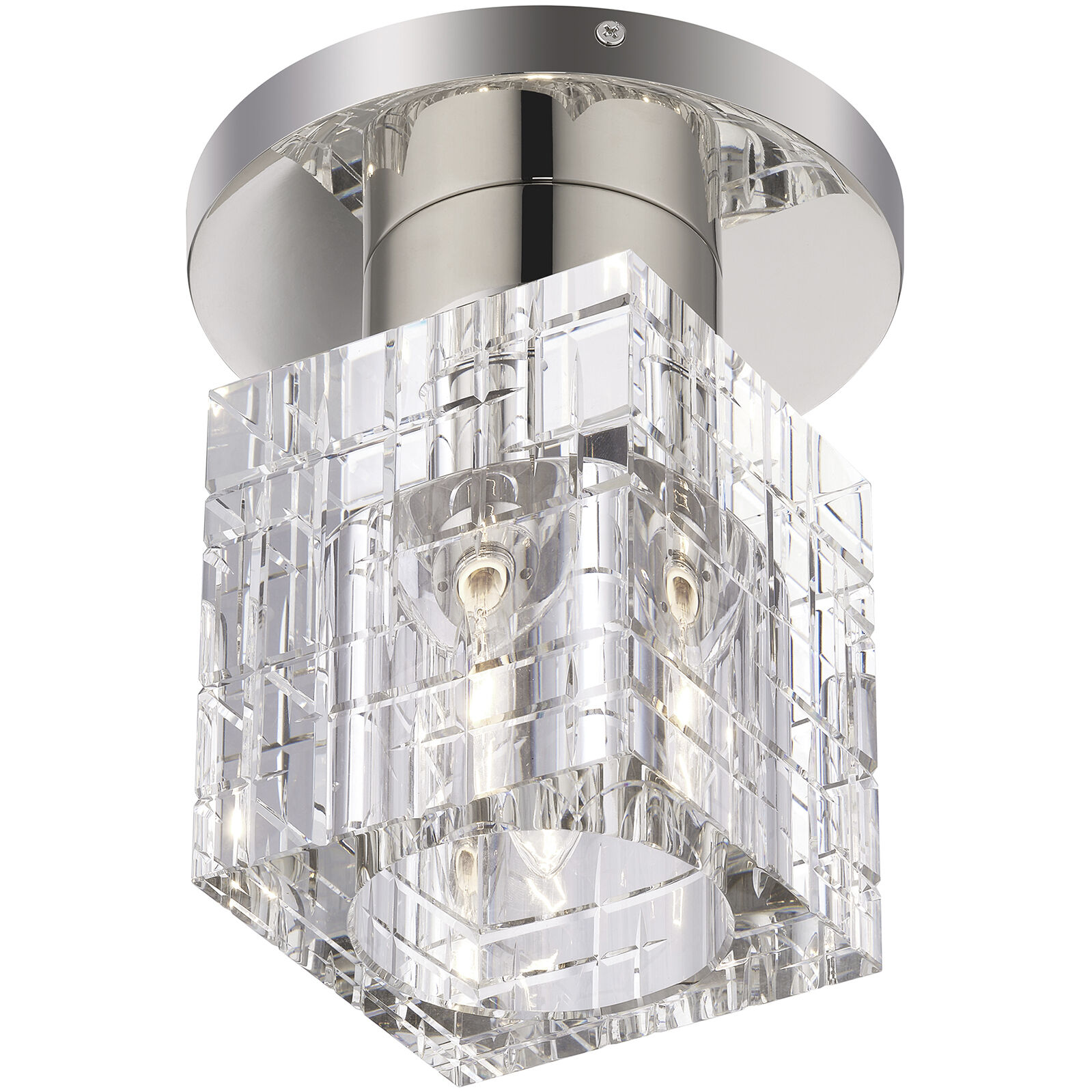 Rotterdam 1 Light 7 inch Polished Nickel Crystal Semi-Flush Ceiling Light