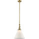 Franklin Restoration Cone 1 Light 12 inch Brushed Brass Mini Pendant Ceiling Light in Incandescent, Matte White, Franklin Restoration