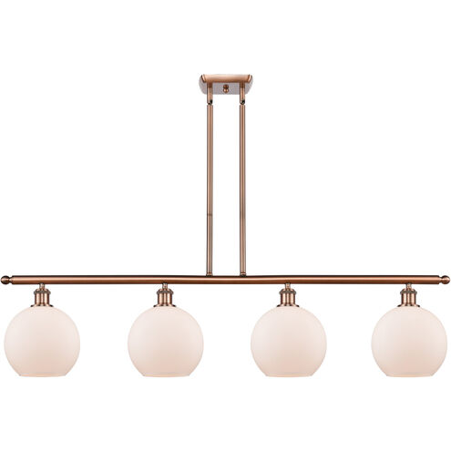 Ballston Athens LED 48 inch Antique Copper Island Light Ceiling Light in Matte White Glass, Ballston