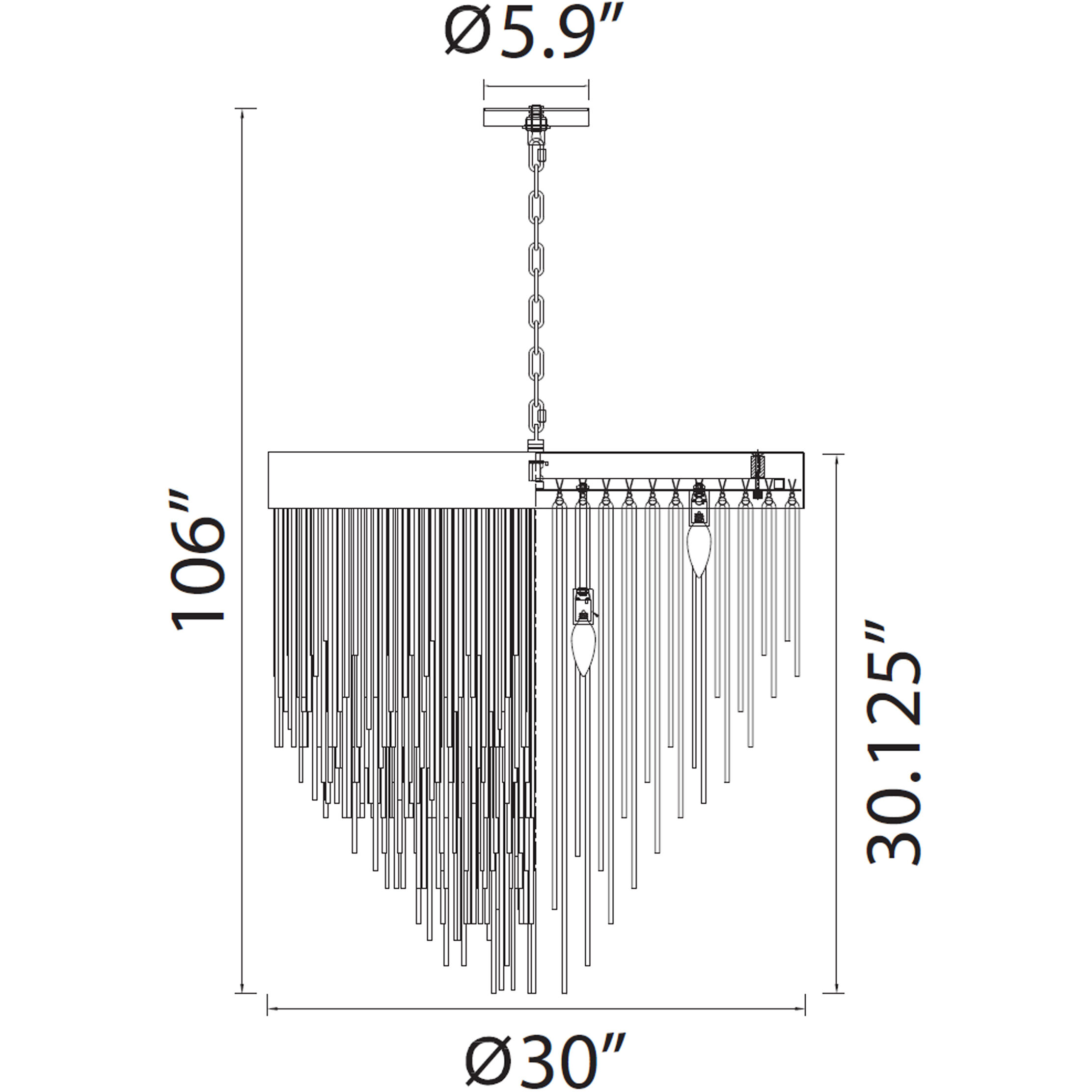 Waterfall 12 Light 30 inch Satin Brushed Black Chandelier Ceiling Light