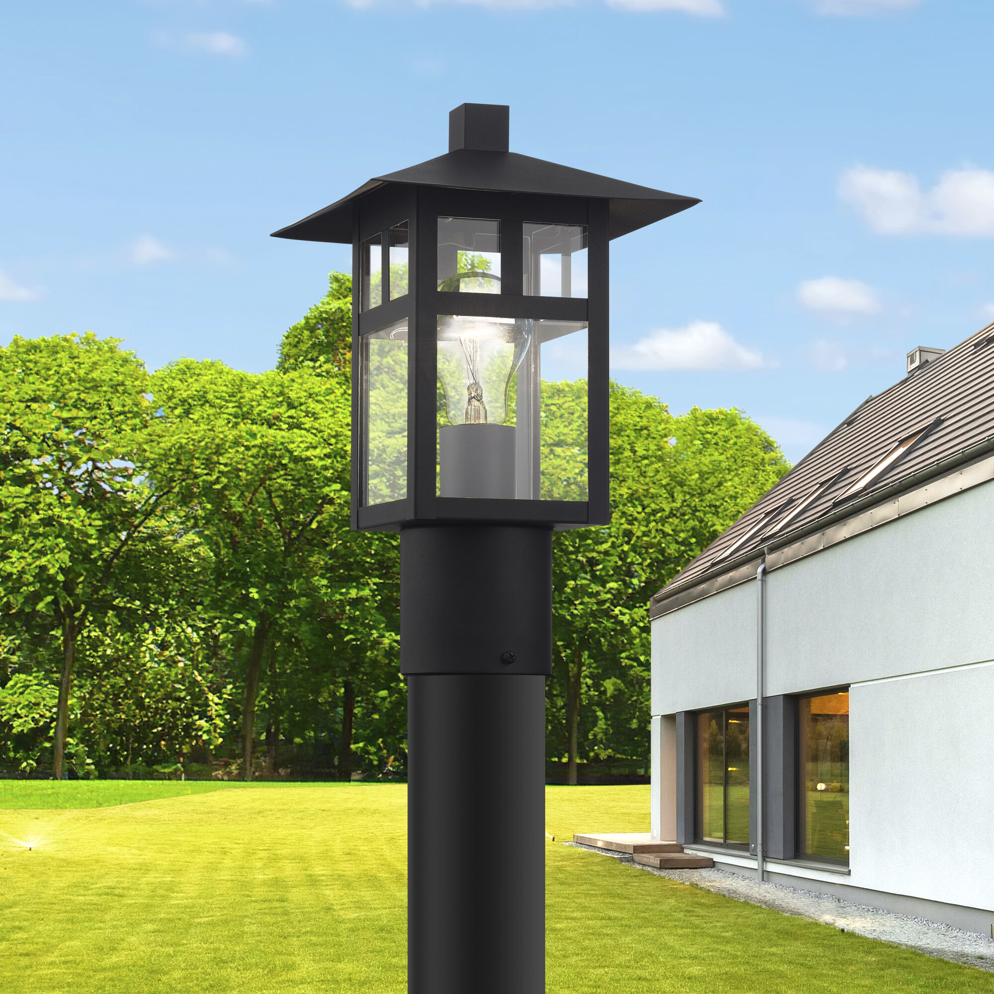 Crestlake 1 Light 11.75 inch Textured Black Outdoor Post Top Lantern