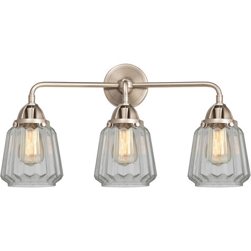 Nouveau 2 Chatham 3 Light 24 inch Black Antique Brass and Matte Black Bath Vanity Light Wall Light in Clear Glass