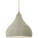 Radiance LED 8 inch Celadon Green Crackle and Antique Brass Pendant Ceiling Light