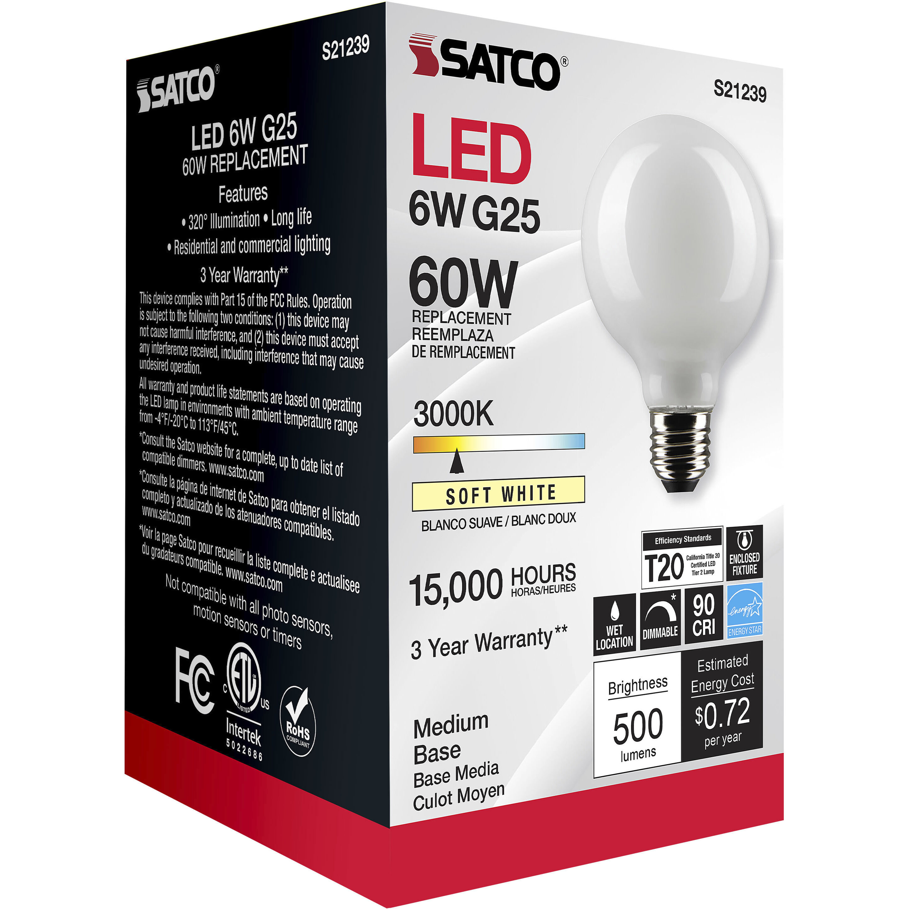 Lumos LED Medium Medium 6.00 watt 3000K LED Filament