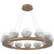 Cabochon LED 36.7 inch Novel Brass with White Marble Chandelier Ceiling Light in 3000K LED, Opal White