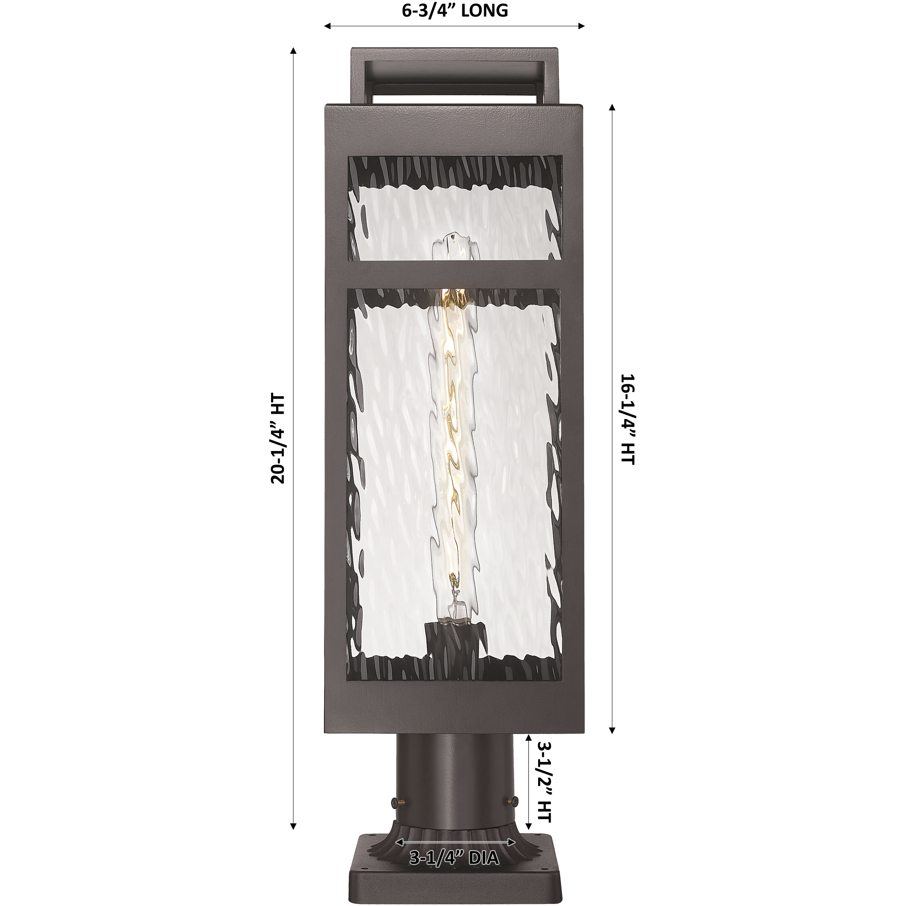 Ridgeway 1 Light 21.38 inch Bronze Outdoor Post Lantern in Waterglass
