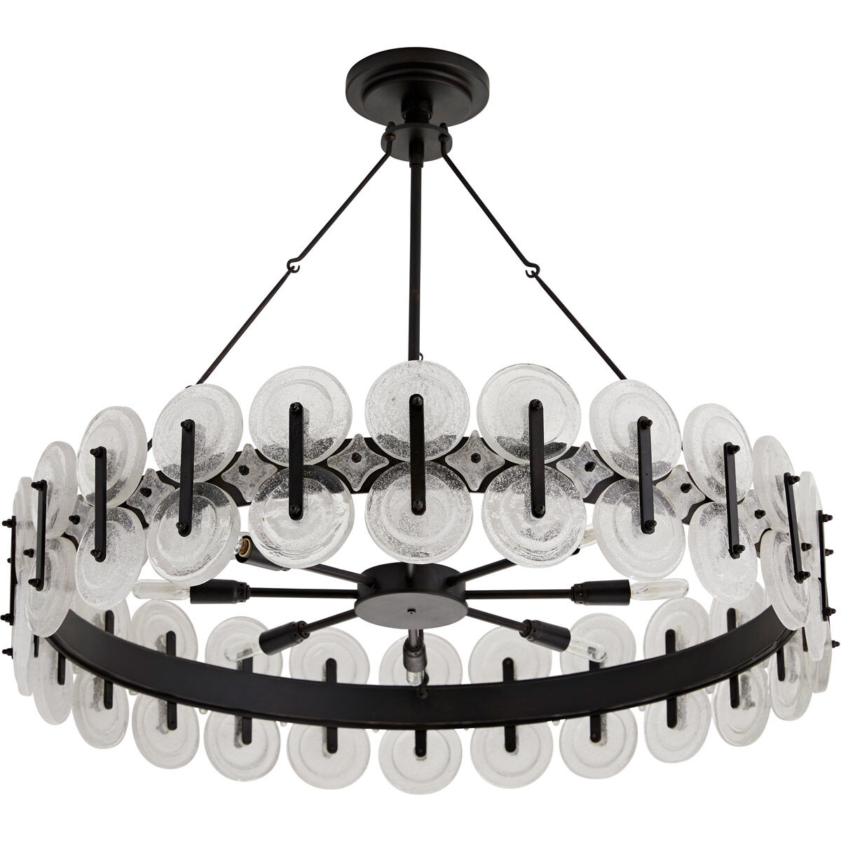 Rondelle 8 Light 31 inch Blackened Iron Chandelier Ceiling Light