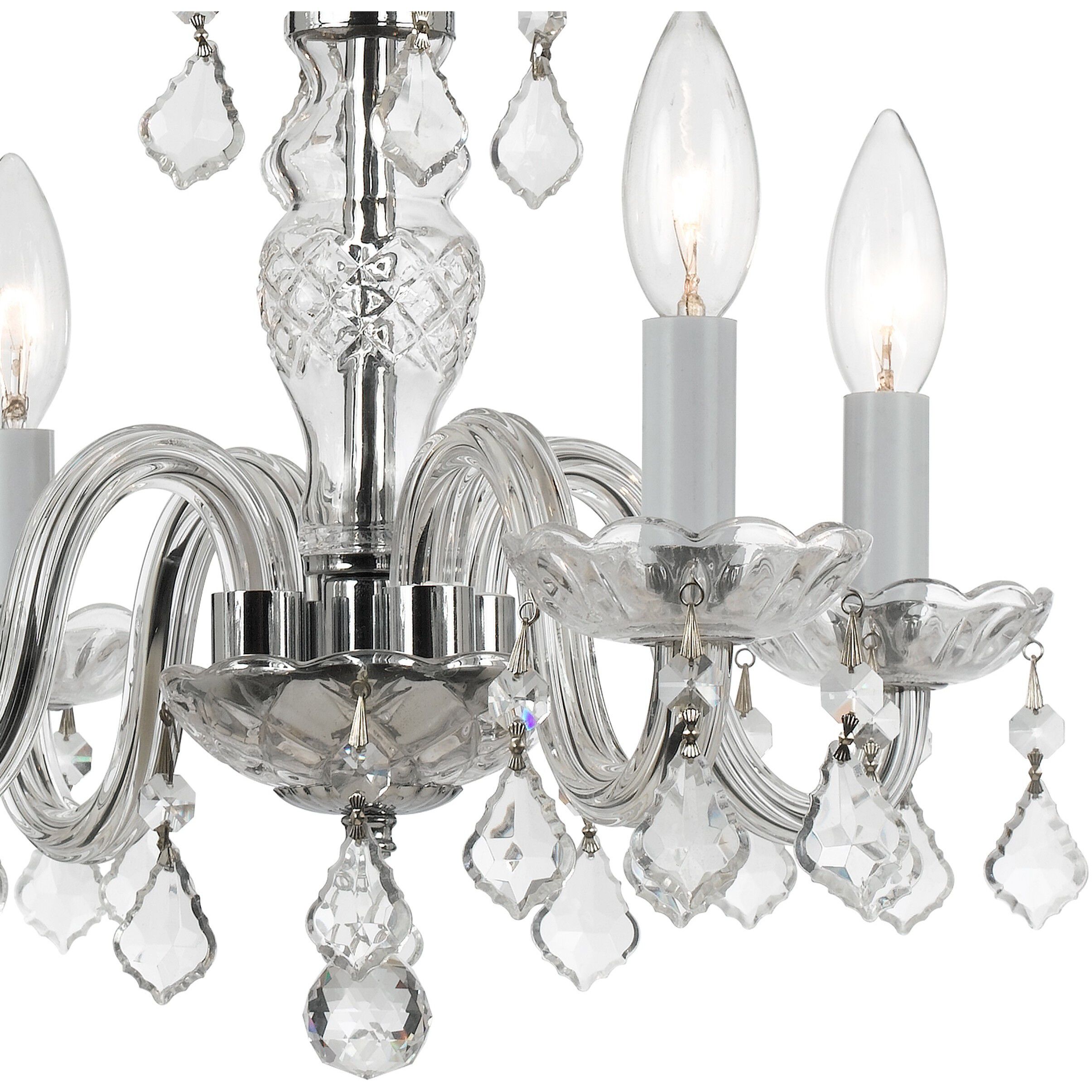 Traditional Crystal 4 Light 15 inch Polished Chrome Mini Chandelier Ceiling Light in Clear Spectra