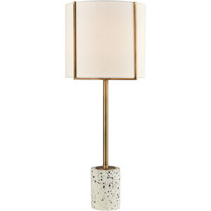 Trussed 25 inch 60 watt White Terazzo / Gold Table Lamp Portable Light
