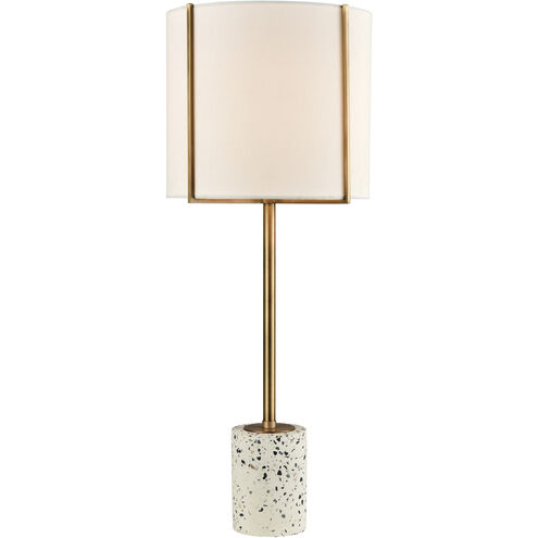Trussed 25 inch 60 watt White with Aged Brass Buffet Lamp Portable Light