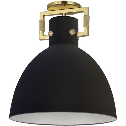 Liberty 1 Light 13.75 inch Matte Black and Aged Brass Semi-Flush Mount Ceiling Light