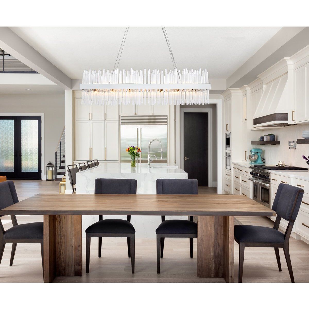 Dallas 28 Light 48 inch Chrome Linear Chandelier Ceiling Light