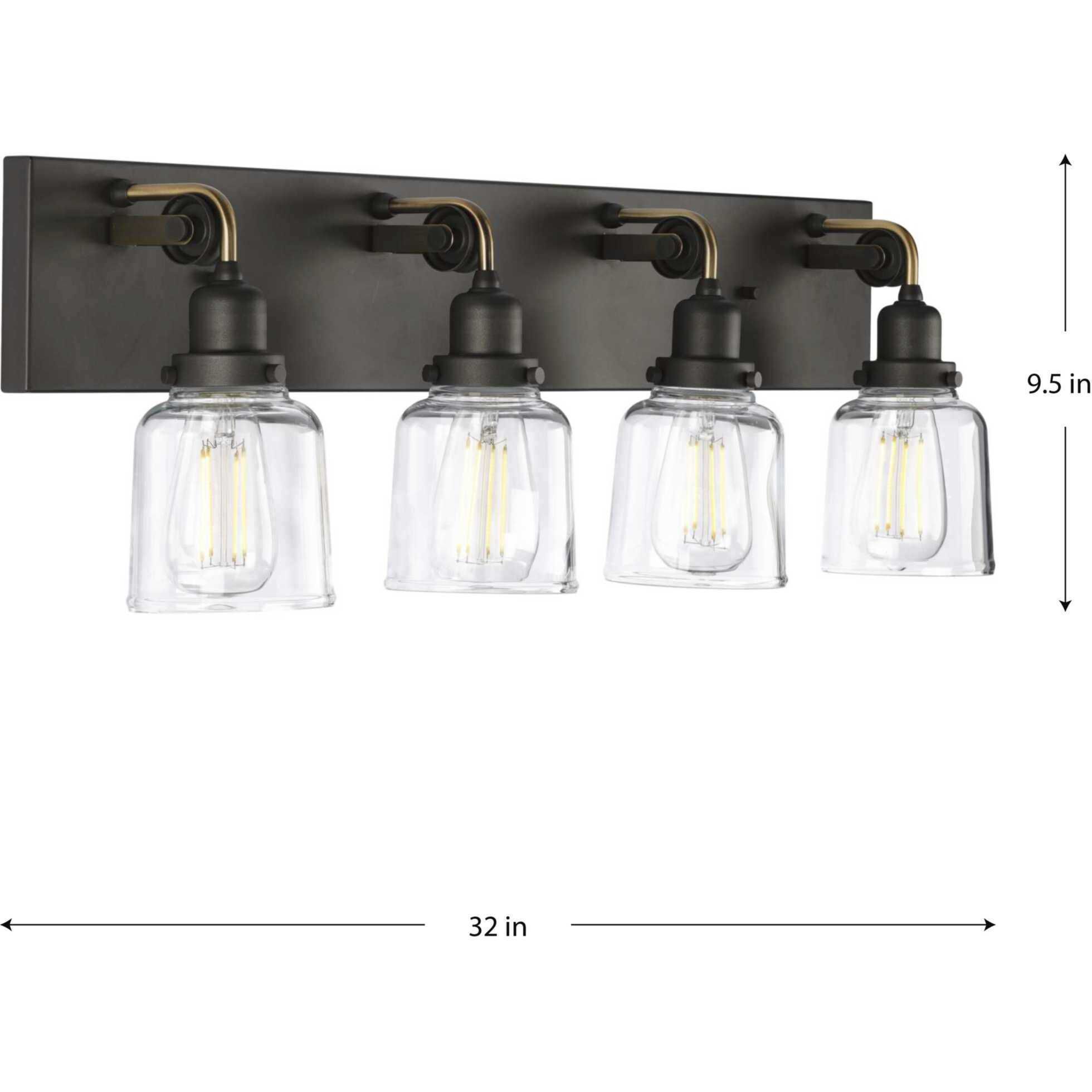 Rushton 4 Light 32 inch Graphite Bath Vanity Wall Light