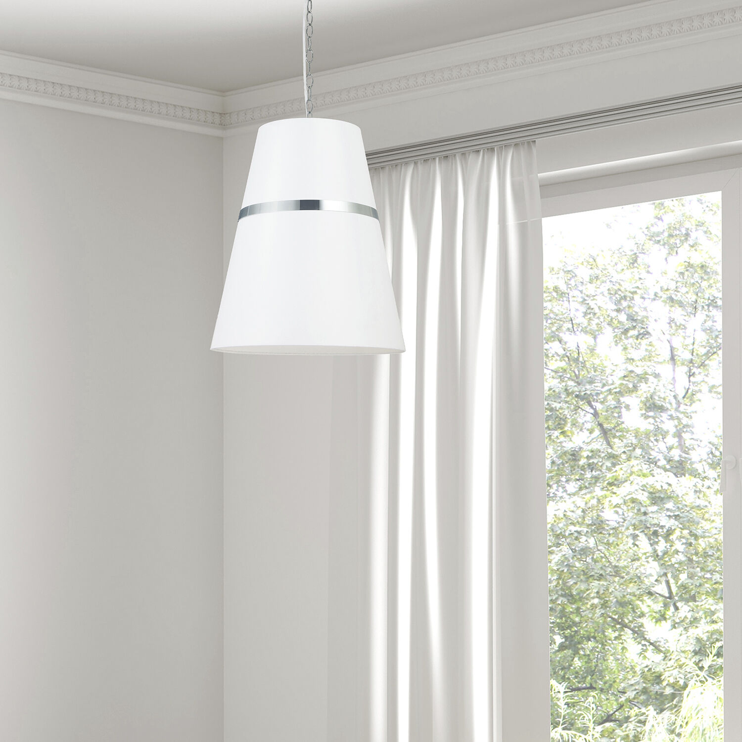 Symphony 3 Light 18 inch Polished Chrome with White Pendant Ceiling Light