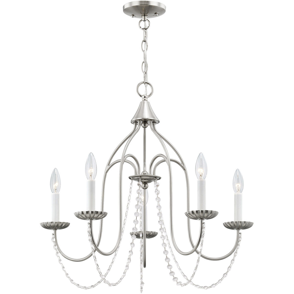 Alessia 5 Light 24 inch Brushed Nickel Chandelier Ceiling Light