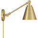 Vintage 2 Light 6 inch Natural Brass Wall Sconce Wall Light