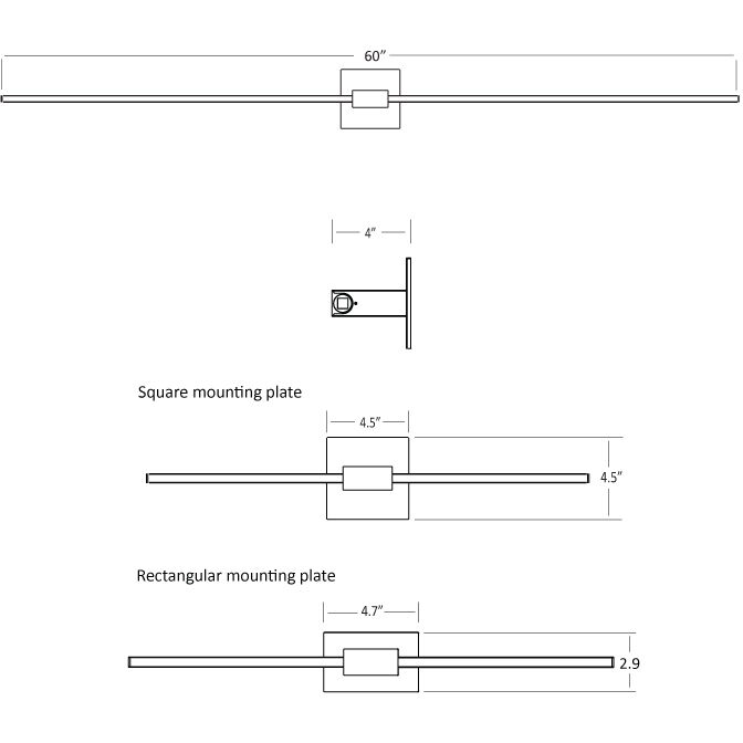 Z-Bar LED 4 inch Matte white Wall Sconce Wall Light, Center Mount