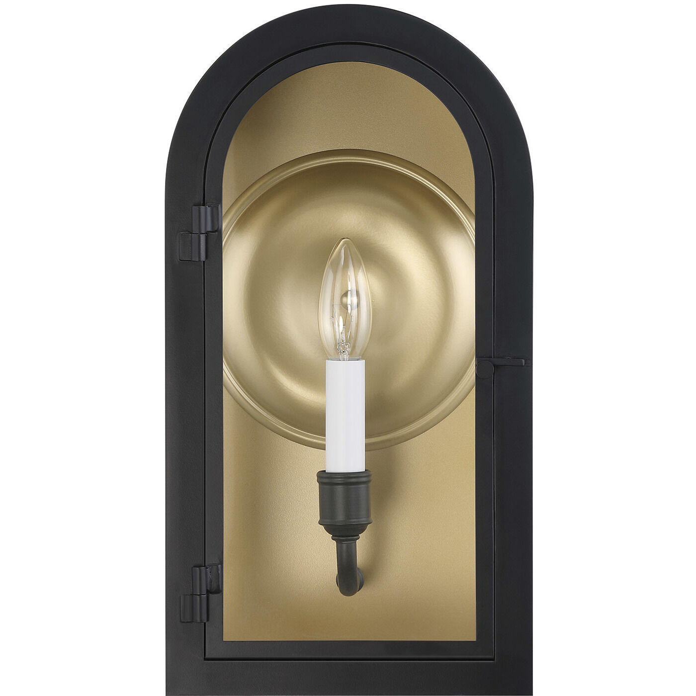 Grotto 1 Light 15 inch Matte Black with Vintage Gold Outdoor Wall Lantern