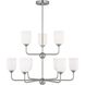 Emile 9 Light 30 inch Brushed Steel Chandelier Ceiling Light