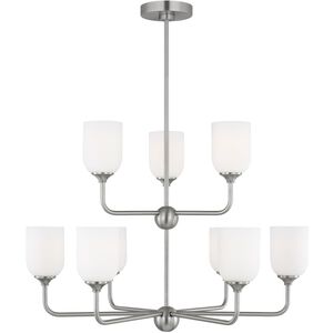 Emile 9 Light 30 inch Brushed Steel Chandelier Ceiling Light