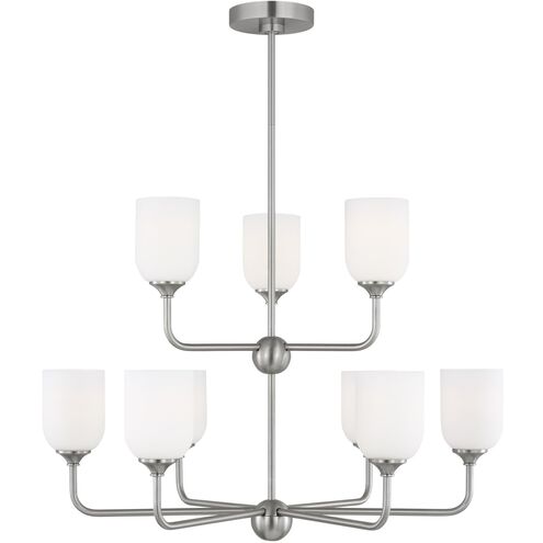 Emile 9 Light 30 inch Brushed Steel Chandelier Ceiling Light