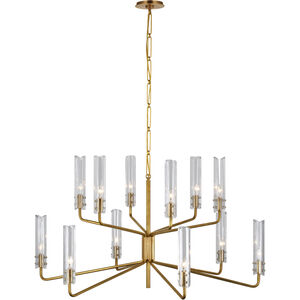 AERIN Casoria LED 42.25 inch Hand-Rubbed Antique Brass Two-Tier Chandelier Ceiling Light, Large