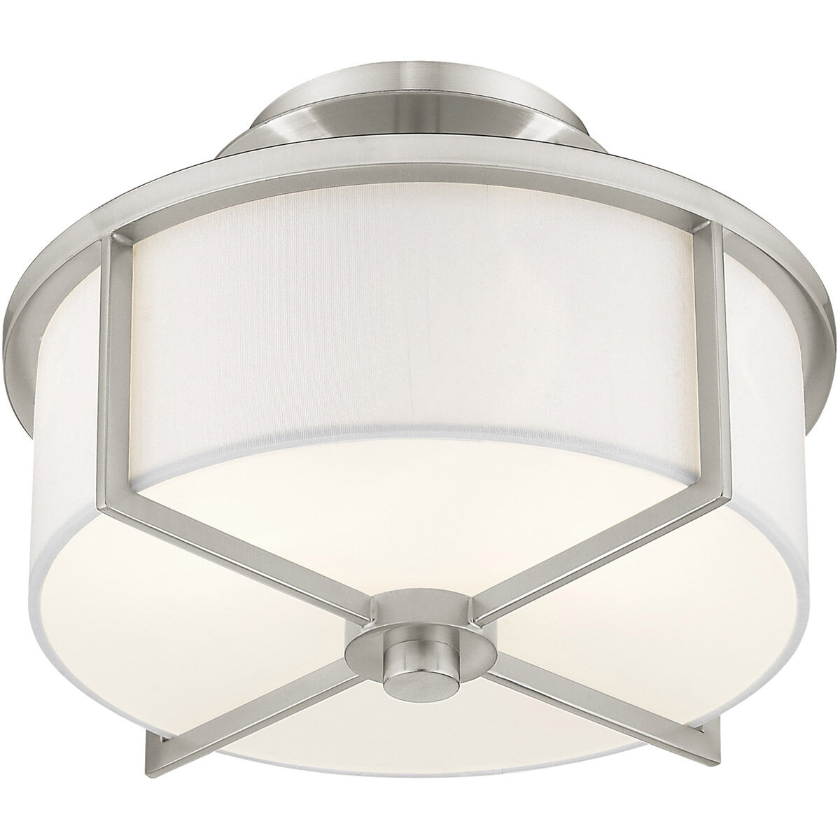 Wesley 2 Light 11 inch Brushed Nickel Semi-Flush Mount Ceiling Light