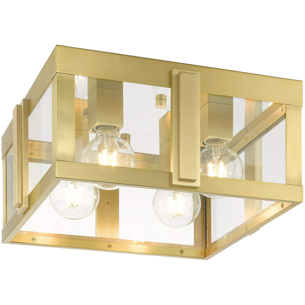 Lexington 4 Light 16 inch Natural Brass Outdoor Flush Mount