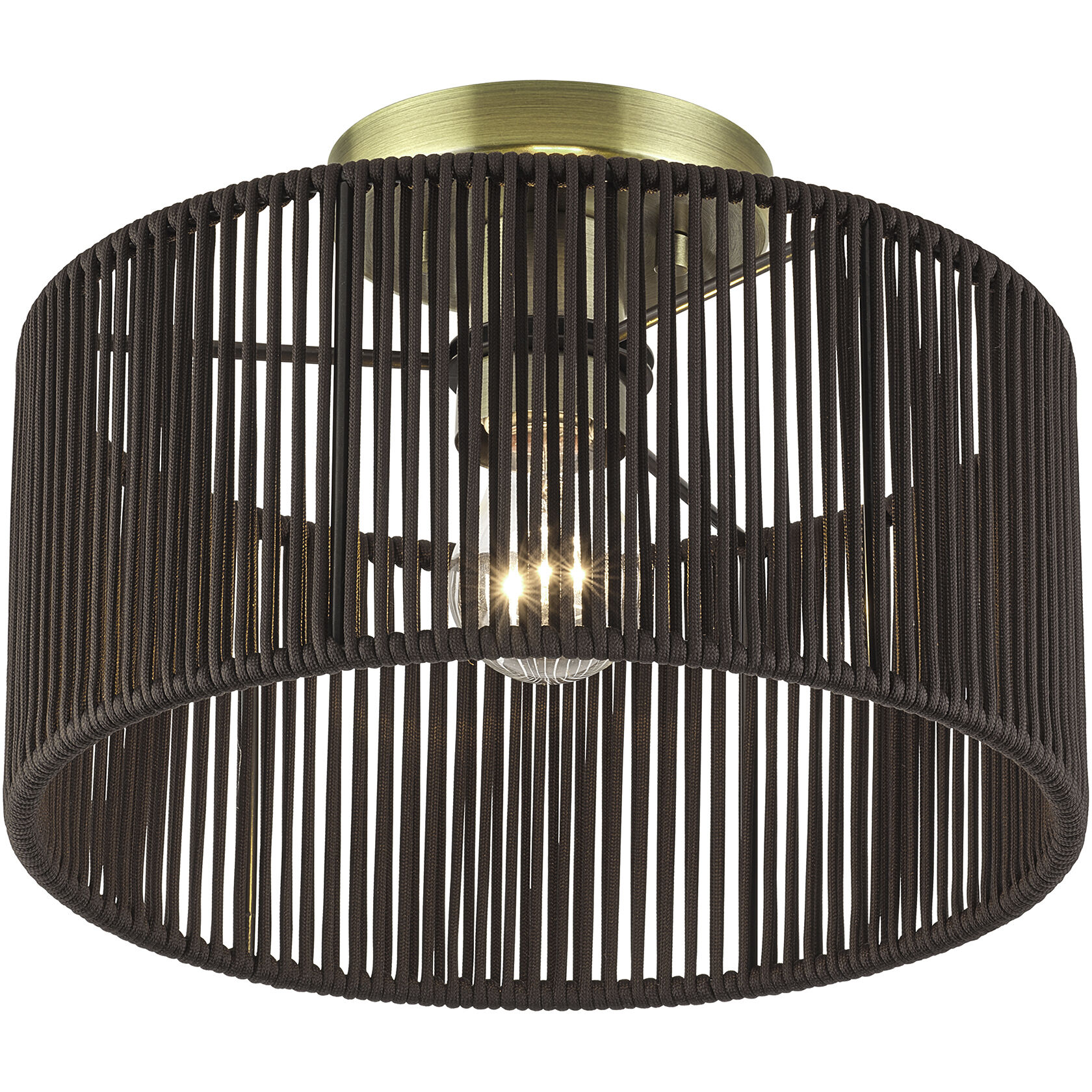 Acordia 1 Light 12 inch Antique Brass Semi Flush Mount Ceiling Light, Medium