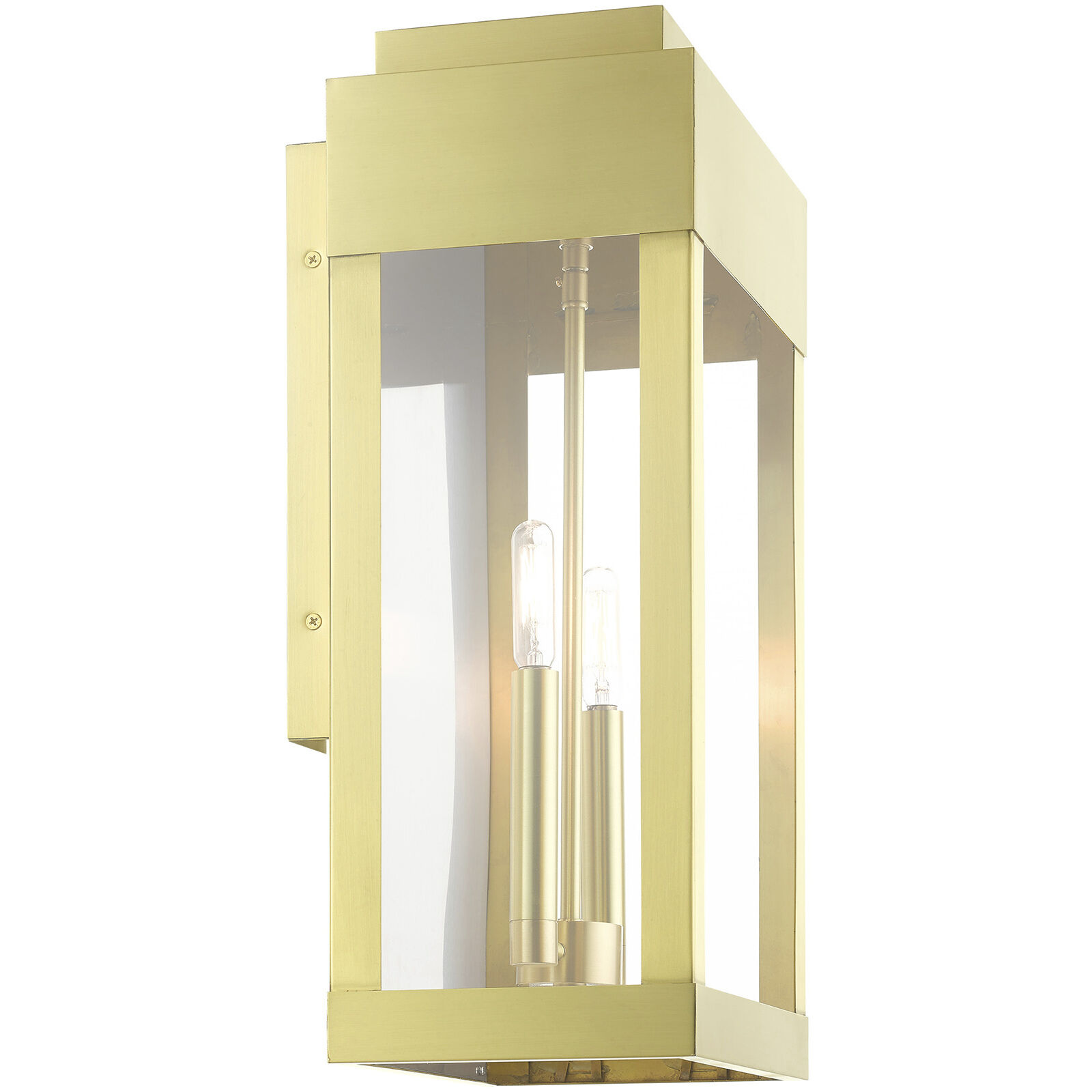York 2 Light 19 inch Satin Brass Outdoor Wall Lantern