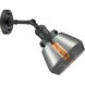 Franklin Restoration Fulton LED 7 inch Matte Black Sconce Wall Light in Plated Smoke Glass, Franklin Restoration