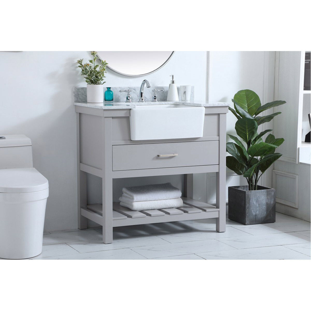 Clement 36 X 22 X 34 inch Grey Bathroom Vanity Cabinet