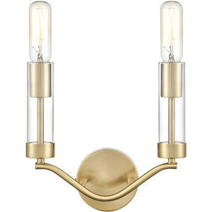 Celsius 2 Light 11 inch Satin Brass with Clear Sconce Wall Light