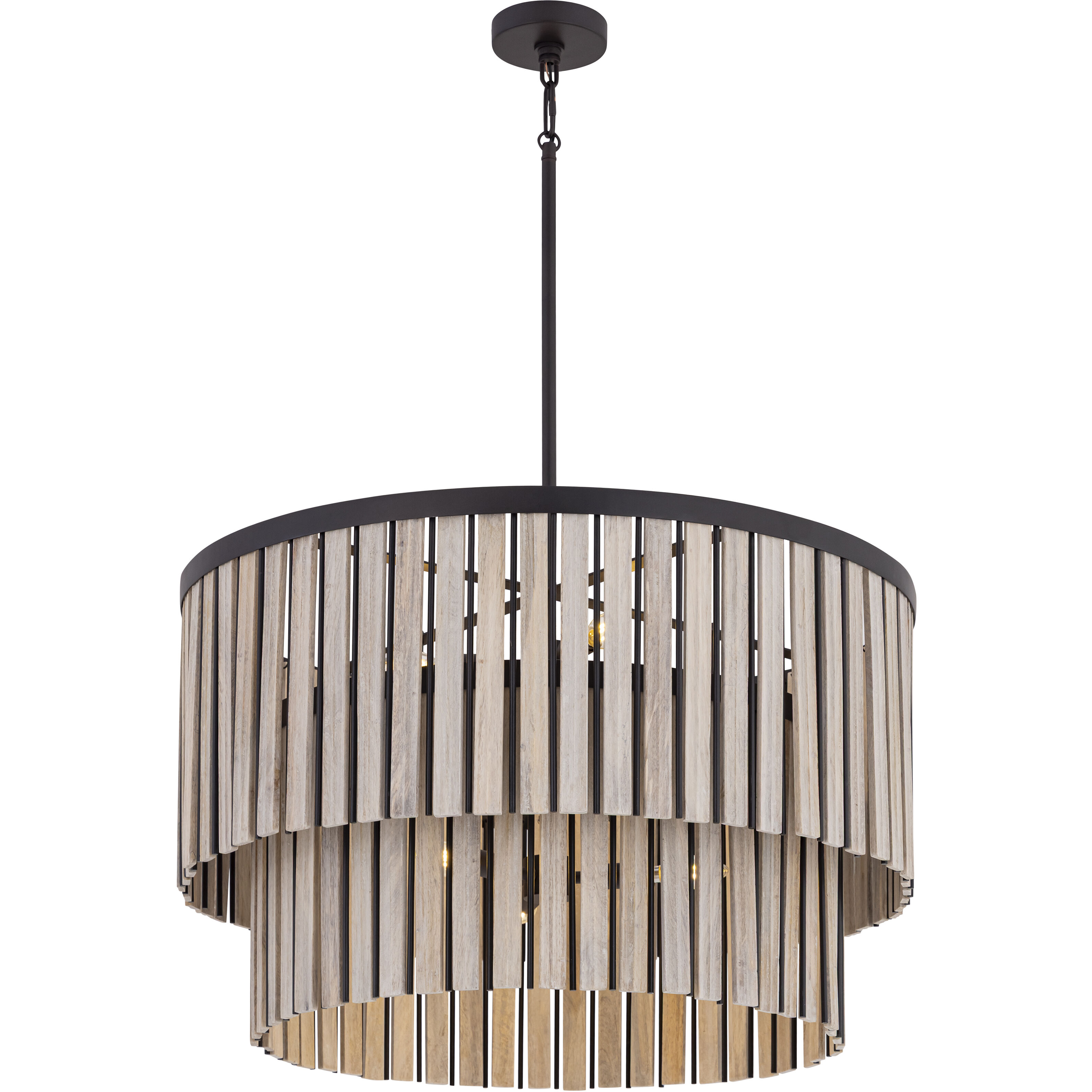 Esbelta 6 Light 30.25 inch Dark Bronze and Whitewashed Wood Pendant Ceiling Light