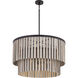 Esbelta 6 Light 30.25 inch Dark Bronze and Whitewashed Wood Pendant Ceiling Light