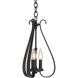 Sweeping Taper 3 Light 11.6 inch Black Chandelier Ceiling Light - Open Box