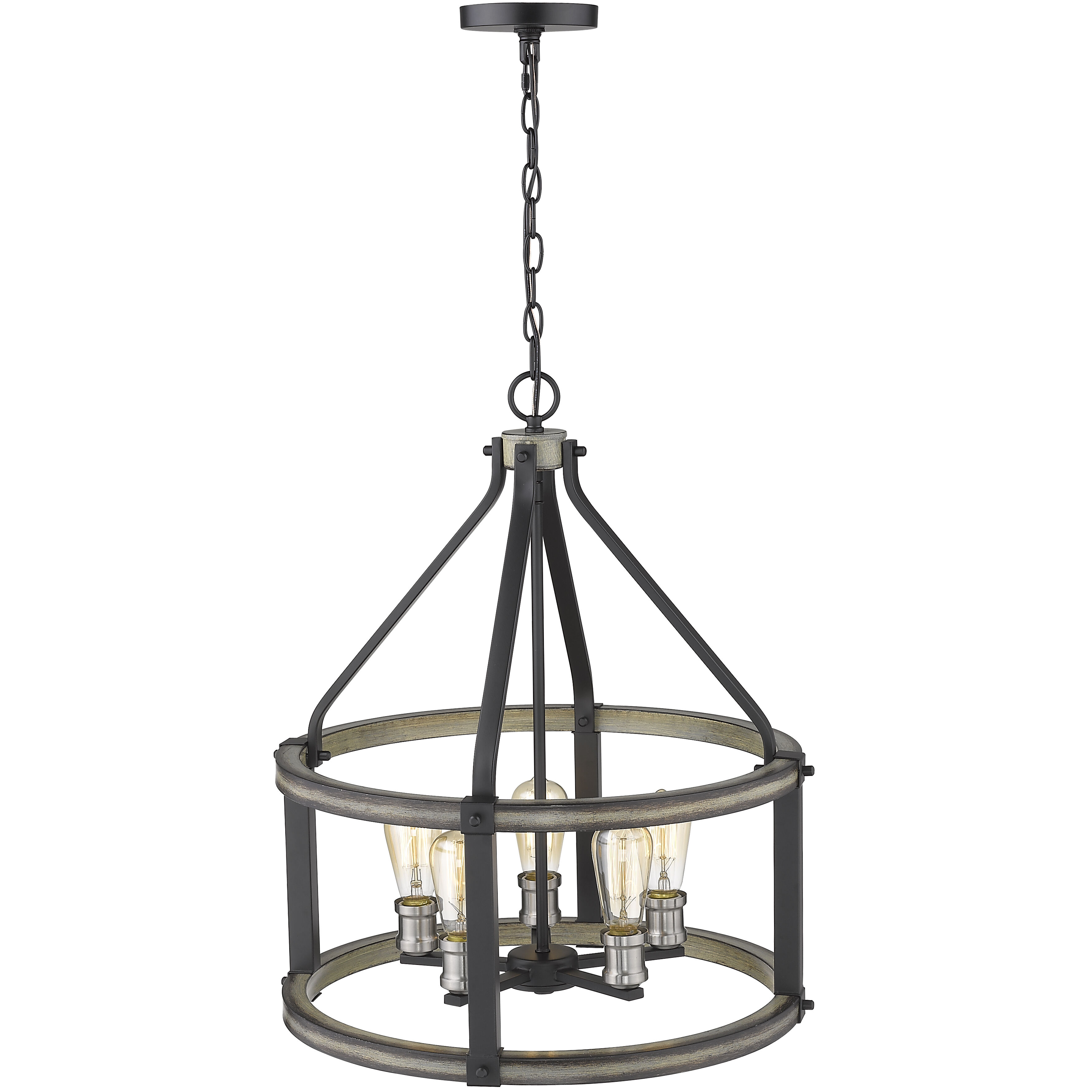 Kirkland 5 Light 20 inch Ashen Barnboard Chandelier Ceiling Light