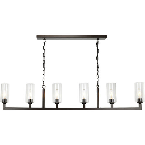 Linear 6 Light 62 inch Oil Rubbed Bronze Linear Chandelier Ceiling Light