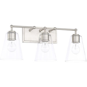 Murphy 3 Light 23.5 inch Brushed Nickel Vanity Light Wall Light in Clear