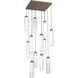 Ledgestone LED Burnished Bronze Chandelier Ceiling Light, Square Multi-Pendant